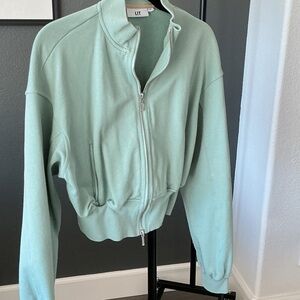 LIT Women's Mint Green Cropped Sweatshirt Jacket M